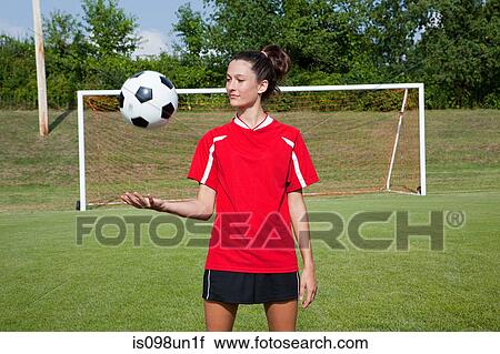 Girl soccer player with ball View Large Photo Image Stock Image - Girl soccer player with ball. Fotosearch