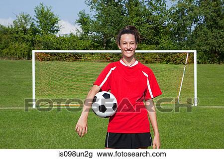 Girl soccer player with ball View Large Photo Image Stock Image - Girl soccer player with ball. Fotosearch