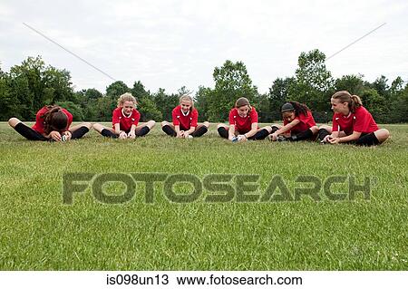 Girl soccer players on field View Large Photo Image Stock Image - Girl soccer players on field. Fotosearch