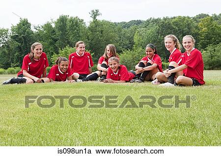 Girl soccer players on field View Large Photo Image Stock Image - Girl soccer players on field. Fotosearch