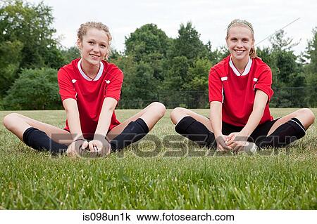 Stock Image - Girl soccer players. Fotosearch