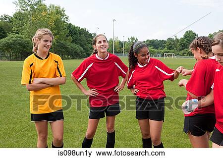 Girl soccer players View Large Photo Image Stock Photo - Girl soccer players. Fotosearch