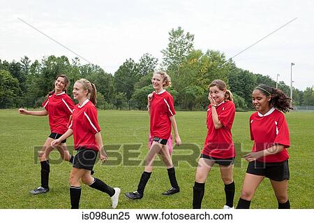 Girl soccer players View Large Photo Image Stock Photography - Girl soccer players. Fotosearch