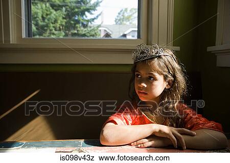 Girl wearing tiara View Large Photo Image Stock Photo - Girl wearing tiara. Fotosearch