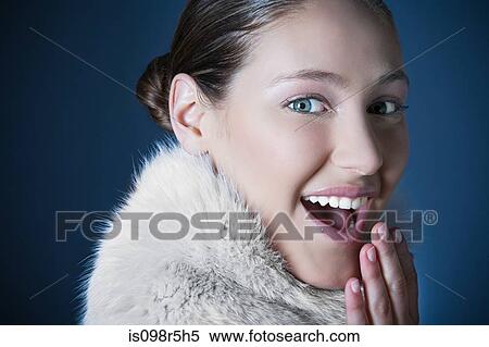 Girl with fur scarf View Large Photo Image Stock Photography - Girl with fur scarf. Fotosearch