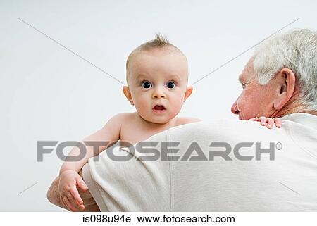 Grandfather with baby grandson View Large Photo Image Stock Image - Grandfather with baby grandson. Fotosearch