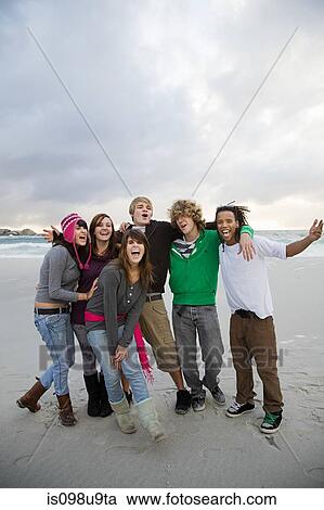 Stock Image - Group of friends, portrait. Fotosearch