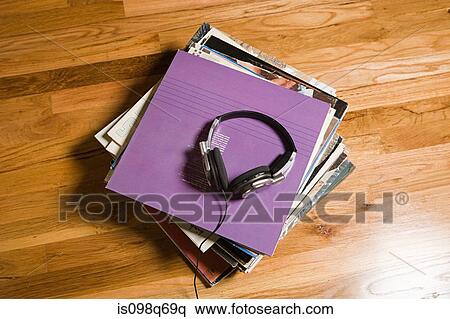 Headphones and records View Large Photo Image Stock Photography - Headphones and records. Fotosearch