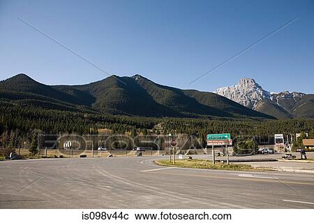 Stock Image - Highway from Calgary to Banff, Canada. Fotosearch