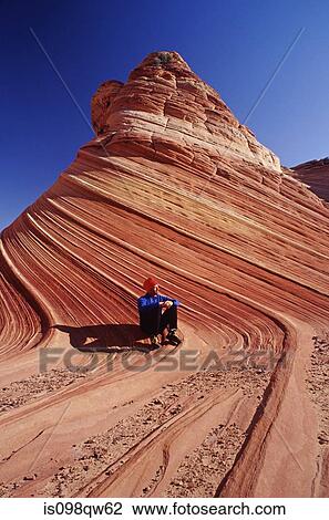 Hiker on coyote buttes View Large Photo Image Stock Image - Hiker on coyote buttes. Fotosearch