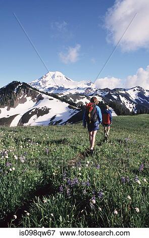 Hikers on skyline divide View Large Photo Image Stock Photo - Hikers on skyline divide. Fotosearch
