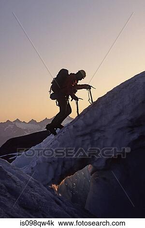 Ice climber at easton glacier View Large Photo Image Stock Image - Ice climber at easton glacier. Fotosearch