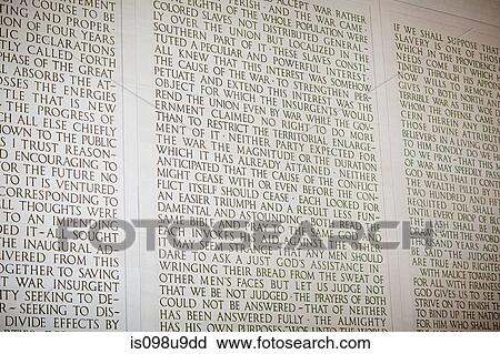 Stock Image - Inscription at lincoln memorial, Washington DC, USA. Fotosearch