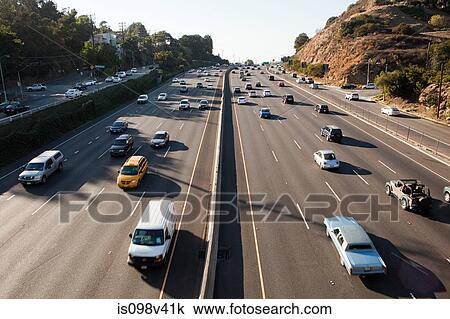 Stock Image - Interstate 405 at Sunset Bouledvard, Los Angeles County, California, USA. Fotosearch