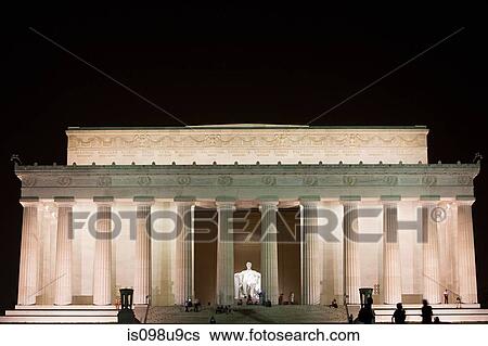 Lincoln memorial illuminated at night, Washington DC, USA View Large Photo Image Stock Photograph - Lincoln memorial illuminated at night, Washington DC, USA. Fotosearch