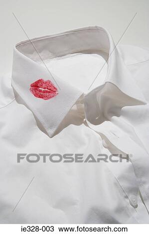 Lipstick kiss on a collar View Large Photo Image Stock Image - Lipstick kiss on a collar. Fotosearch