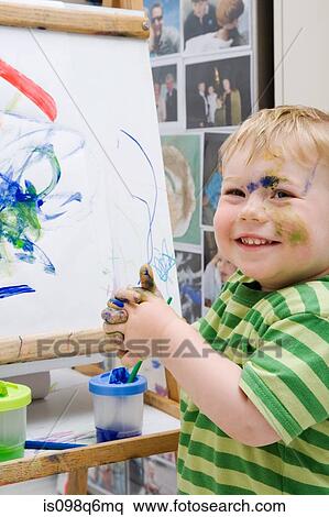 Little boy with paint View Large Photo Image Stock Photography - Little boy with paint. Fotosearch