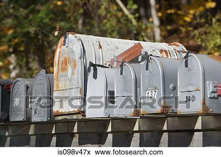 Stock Photo - Mail boxes in a row. Fotosearch