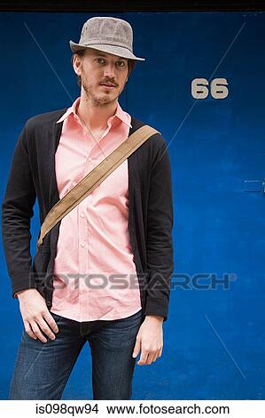 Picture - Man wearing fedora. Fotosearch