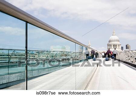Millennium bridge and st pauls cathedral london View Large Photo Image Stock Image - Millennium bridge and st pauls cathedral london. Fotosearch