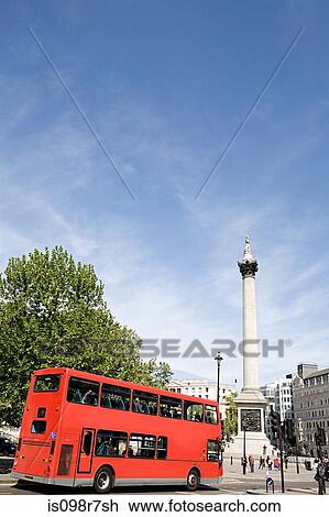 Stock Image - Nelsons column and trafalgar square. Fotosearch