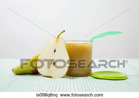 Stock Photography - Pear and baby food. Fotosearch
