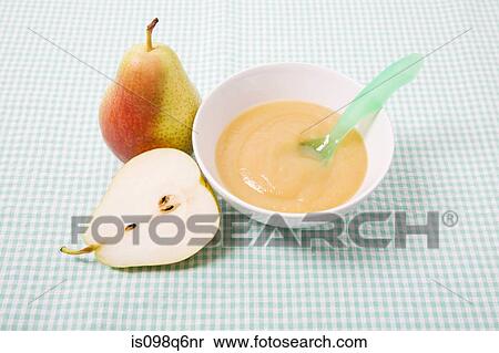Pear and baby food View Large Photo Image Stock Photography - Pear and baby food. Fotosearch
