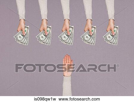Stock Photo - People handing over money. Fotosearch