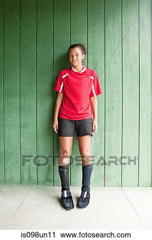 Stock Image - Portrait of a girl soccer player. Fotosearch