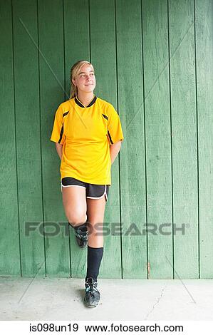 Portrait of a girl soccer player View Large Photo Image Stock Photo - Portrait of a girl soccer player. Fotosearch