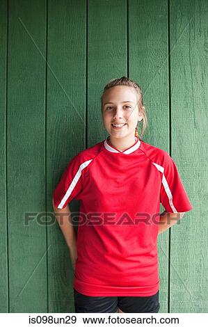 Portrait of a girl soccer player View Large Photo Image Stock Photo - Portrait of a girl soccer player. Fotosearch