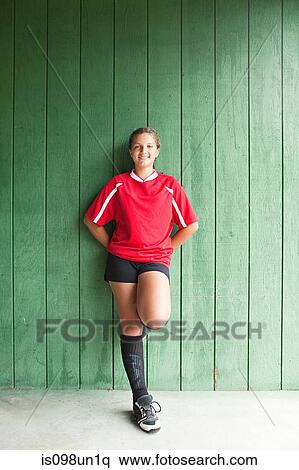 Stock Photography - Portrait of a girl soccer player. Fotosearch