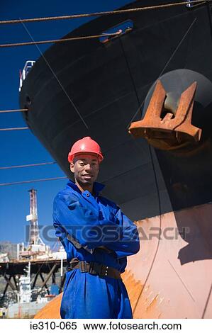 Stock Photography - Portrait of a harbour worker. Fotosearch