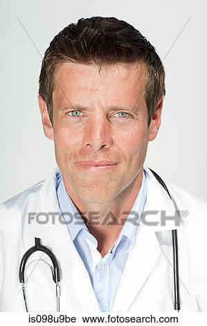 Stock Image - Portrait of a male doctor. Fotosearch