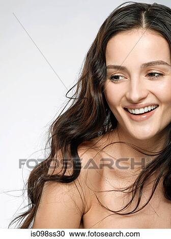 Portrait of young brunette woman View Large Photo Image Stock Image - Portrait of young brunette woman. Fotosearch