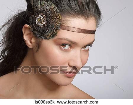 Portrait of young brunette woman View Large Photo Image Stock Image - Portrait of young brunette woman. Fotosearch