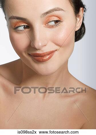 Stock Photo - Portrait of young brunette woman. Fotosearch