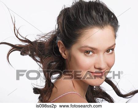 Portrait of young brunette woman View Large Photo Image Stock Photography - Portrait of young brunette woman. Fotosearch