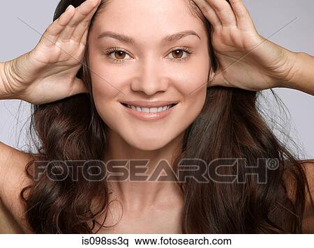 Portrait of young brunette woman View Large Photo Image Stock Photography - Portrait of young brunette woman. Fotosearch
