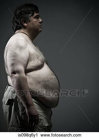Stock Image - Profile of overweight man. Fotosearch