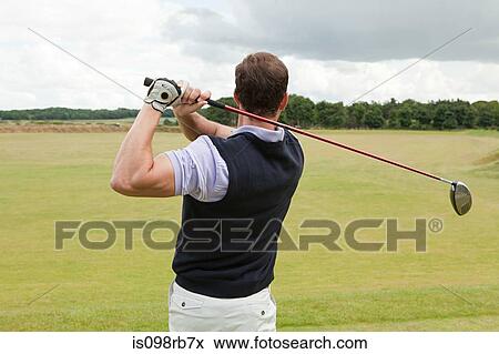 Stock Photo - Rear view of a male golfer. Fotosearch