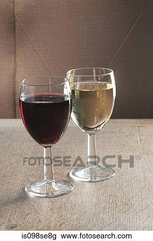 Stock Image - Red and white wine glasses. Fotosearch
