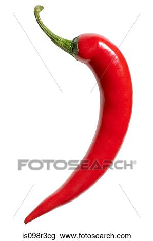 Stock Image - Red chili on white background. Fotosearch