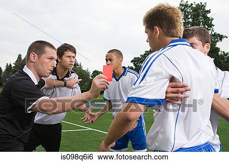 Referee giving red card View Large Photo Image Stock Photograph - Referee giving red card. Fotosearch
