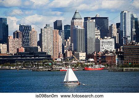 River and manhattan buildings View Large Photo Image Picture - River and manhattan buildings. Fotosearch
