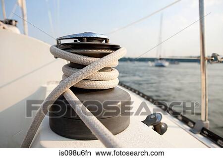 Picture - Rope on yacht, close up. Fotosearch