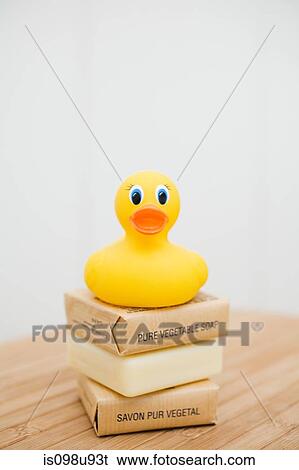 Rubber duck on top of stack of soap View Large Photo Image Stock Photograph - Rubber duck on top of stack of soap. Fotosearch
