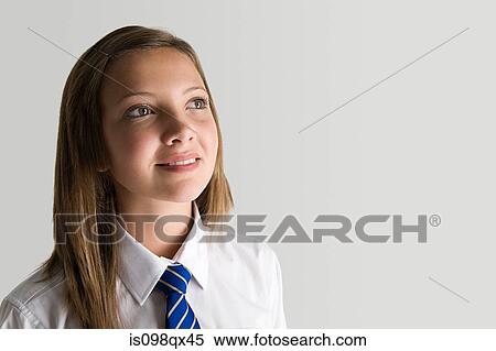 School girl looking up View Large Photo Image Stock Photography - School girl looking up. Fotosearch