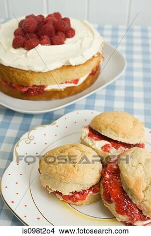 Picture - Scones and sponge cake. Fotosearch
