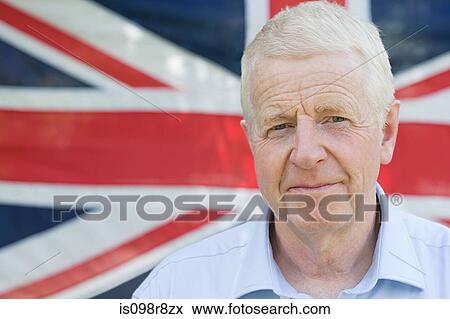 Senior man and british flag View Large Photo Image Stock Photo - Senior man and british flag. Fotosearch